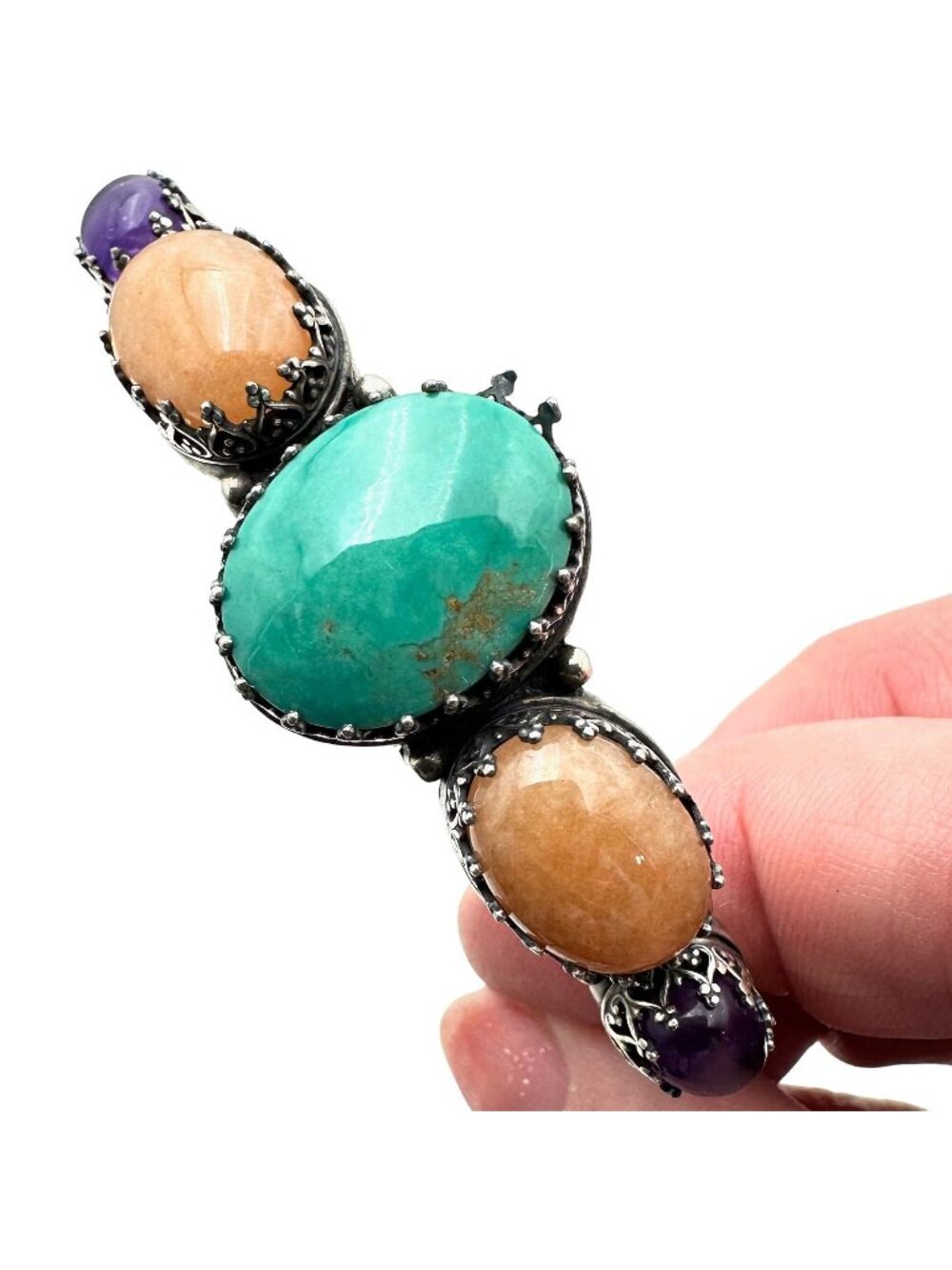 Carolyn Pollack Relios Womens Bracelet Sterling Silver Multi Gemstone Cuff
